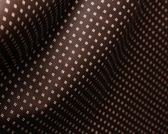 Vintage Margin Designs chocolate brown polished cotton with beige squares - geometric small square pattern high end cotton