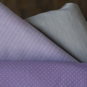 purple and gray vintage striped and polka dot lightweight cotton - clothing quilting pinstripes polka dots stripes