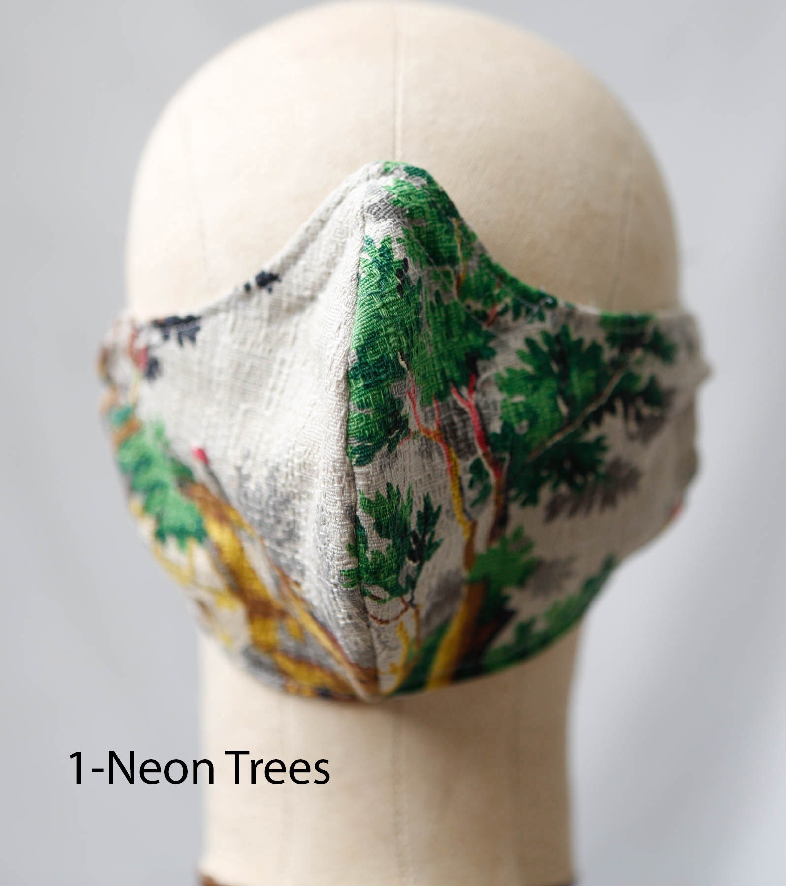 Vintage fabric double layer cloth mask w firm nose wire - barkcloth, …
