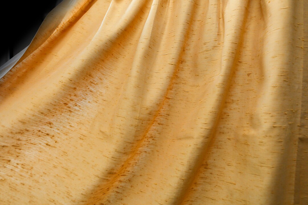 Vintage Nubby Mustard Yellow Curtain Panels Pinch Pleat Solid Mustard