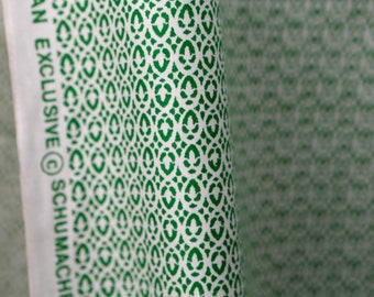 Vintage 70's chiquita hacienda collection - Schumacher decor fabric -styled by Tony Putnam. green and white micro geometric pattern