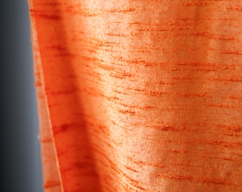 Orange nubby cotton blend curtain upholstery fabric vintage 60&#39;s