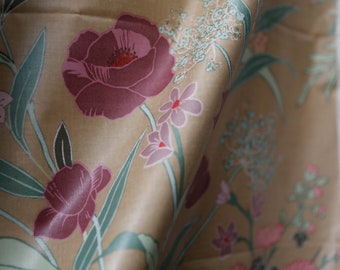 Cyrus Clark Centata vintage tessuto di cotone lucido terreno beige con fiori