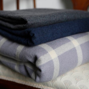 Vintage wool - purple white windowpane plaid reversible / gray wool / blue wool