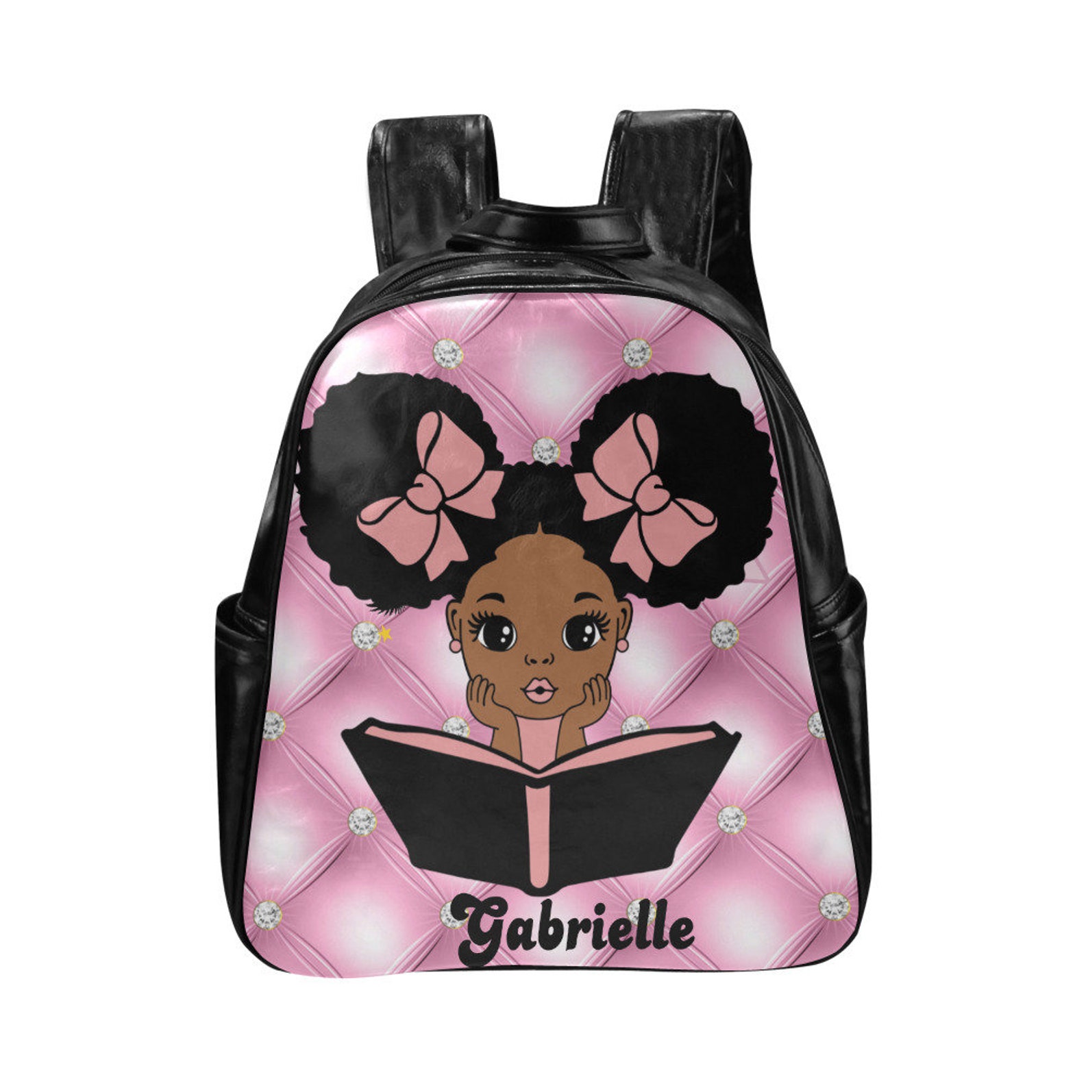 Personalized Black Girl Backpack Preschool Pink Toddler Etsy