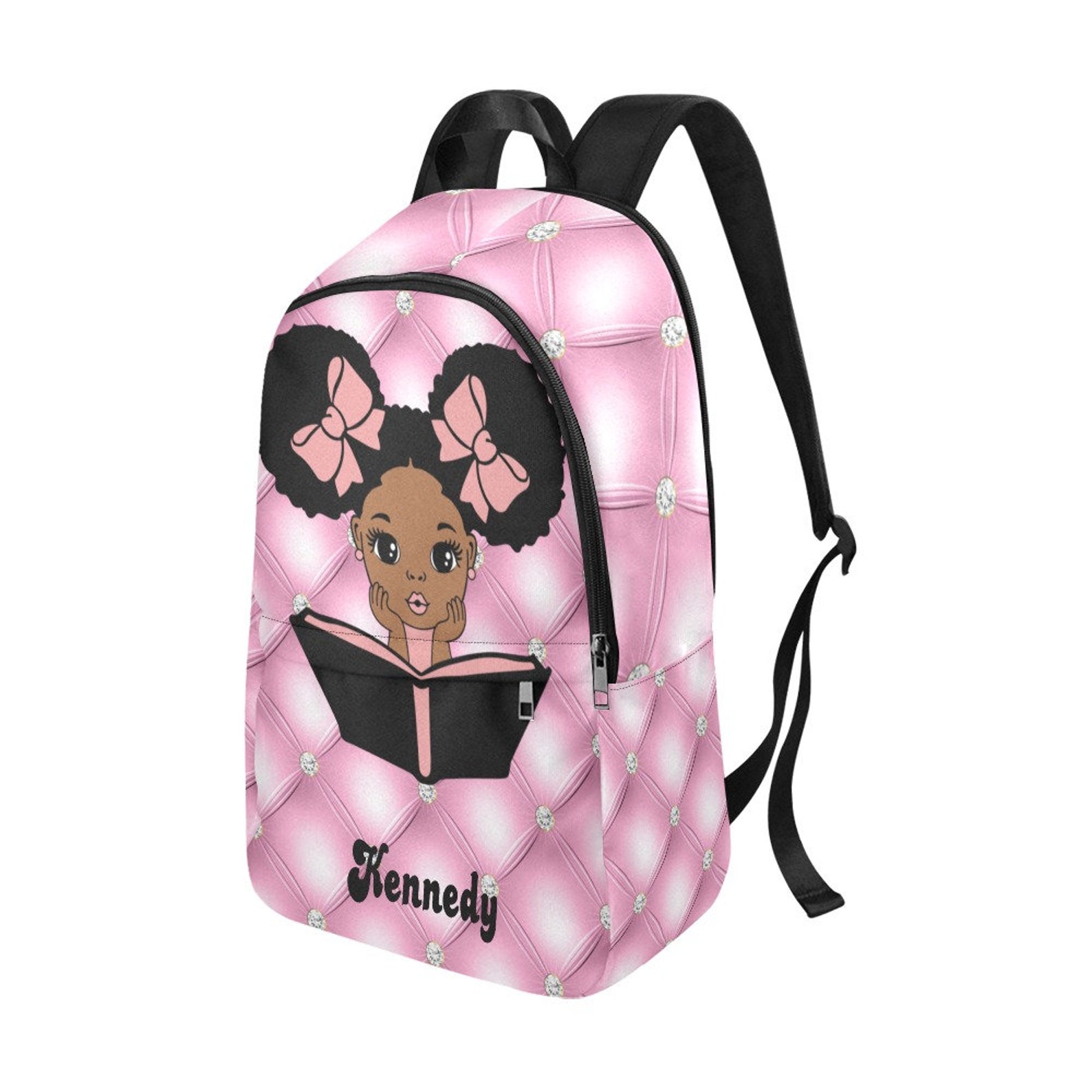 Personalized Black Girl Backpack Preschool Pink Toddler Etsy