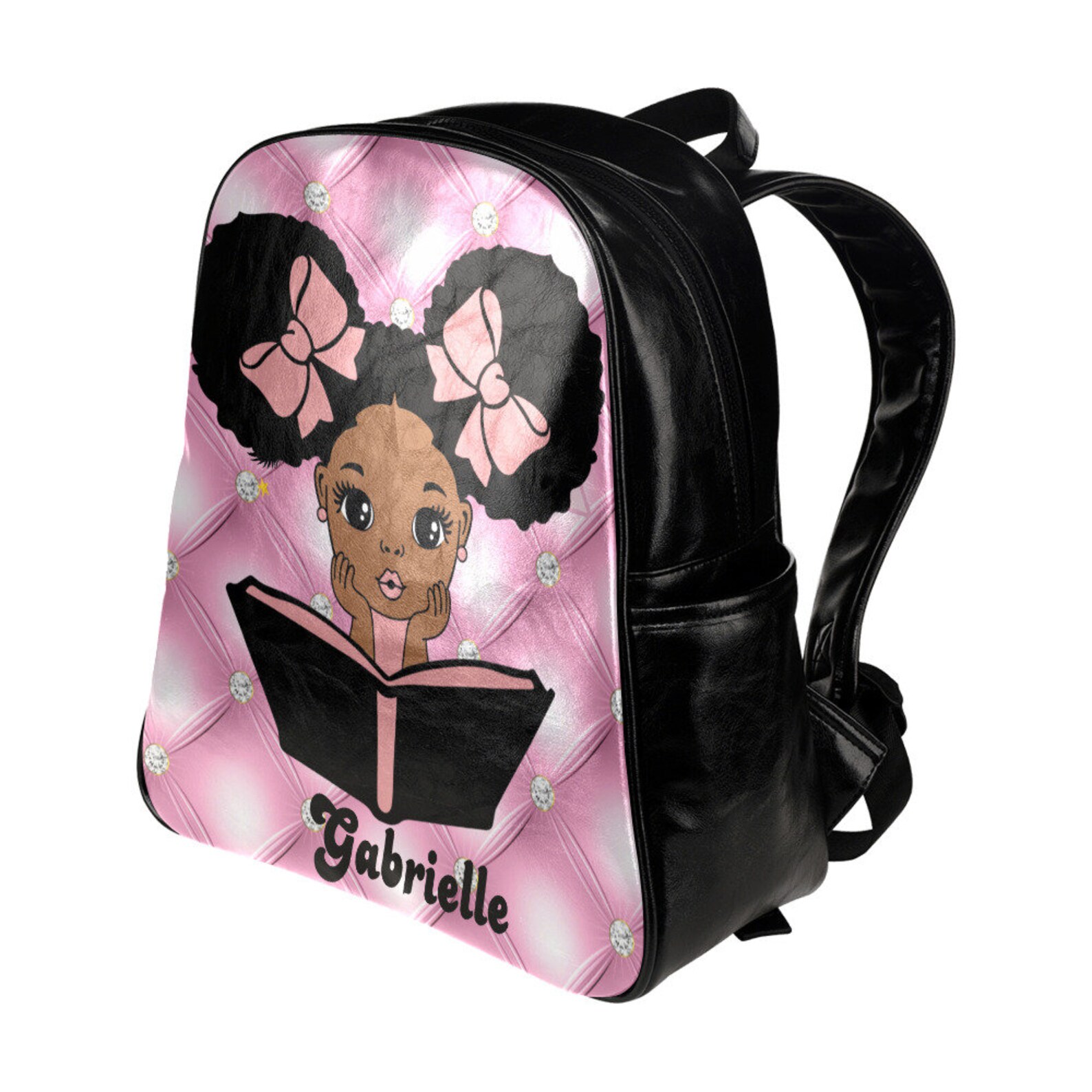Personalized Black Girl Backpack Preschool Pink Toddler Etsy