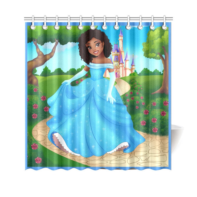 African American Shower Curtain Art For Kids Bathroom Decor With Princess 69 W X 70