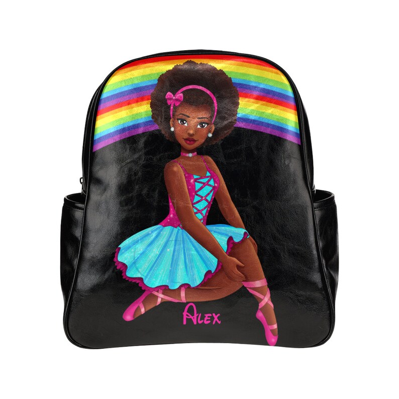 african american little girl backpacks