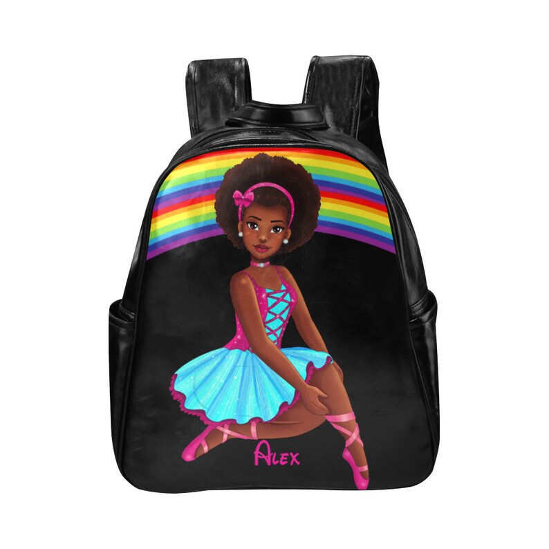 african american little girl backpacks
