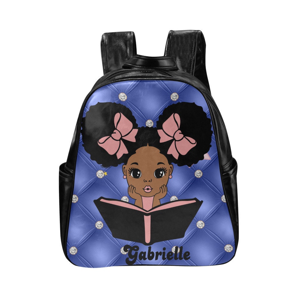 Cute Black Girl Reading Personalized Backpack Custom Name | Etsy