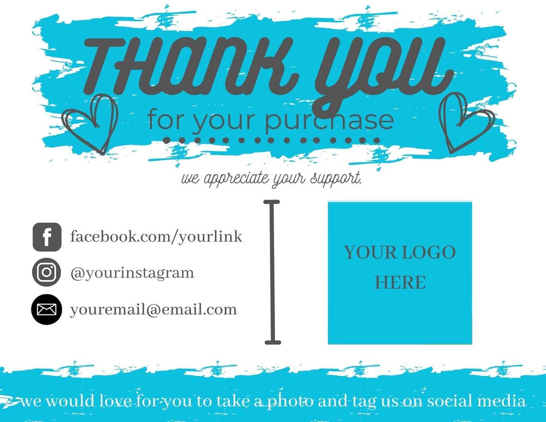 Printable THANK YOU Cards CANVA Template Customizable for Etsy