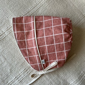 Baby bonnet - Sun bonnet - Sun hat - Baby hat - vintage grid 0-6, 6-12, 12-24 months