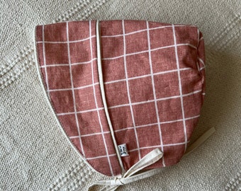 Baby bonnet - Sun bonnet - Sun hat - Baby hat - vintage grid 0-6, 6-12, 12-24 months