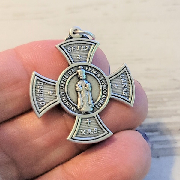 Infant of Prague IHS Cross Medal