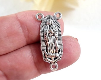 Our Lady of Guadalupe Rosary Centerpiece / Silvertone / Rosary Centerpiece Medal / Rosary Supply