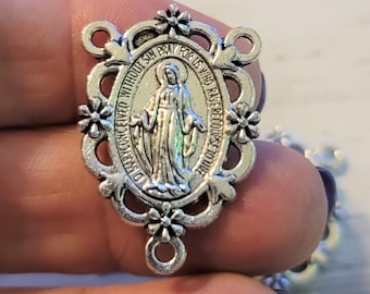 2 Miraculous Medal Rosary Centerpieces / Ornate Design 1.25" Size Rosary Centerpiece