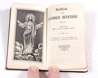 Manual of Catholic Devotions / 1942 Vintage Prayer Book / Latin-English / 1940s Prayer Book