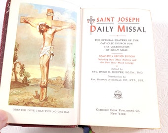 Saint Joseph Daily Missal 1959/ Completely Revised Edition / Latin English / 1950s Missal / Red Leather Cover