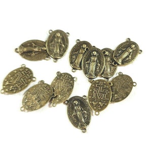 Rosary Centerpiece LOT 12 Miraculous Medal Rosary Centerpiece LOT of 12 Dark Antique Bronze Medals