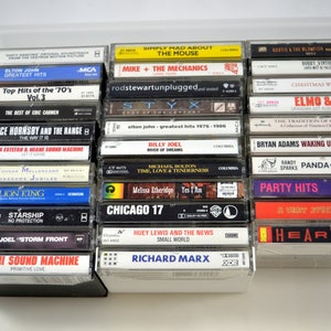 Lot of 32 Cassette tapes 1980s 1990s Pop Artists Joel Chicago Huey Lewis MORE Pop Music Cassette Tape LOT image 1