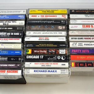Lot of 32 Cassette tapes 1980s 1990s Pop Artists Joel Chicago Huey Lewis MORE Pop Music Cassette Tape LOT image 5