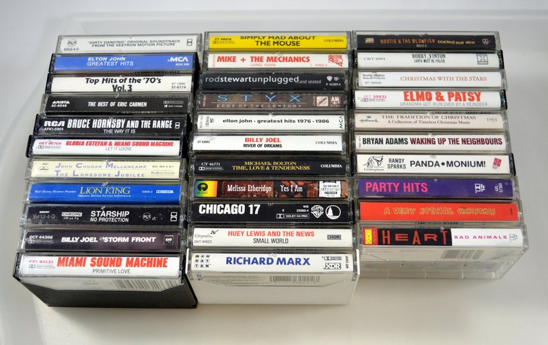 Lot of 32 Cassette tapes 1980s 1990s Pop Artists Joel Chicago Huey Lewis MORE Pop Music Cassette Tape LOT image 5