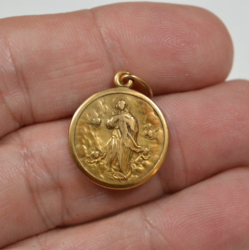 Vintage 750 18k Gold Religious Medal Italian 3 g Signed 750 1 Etsy