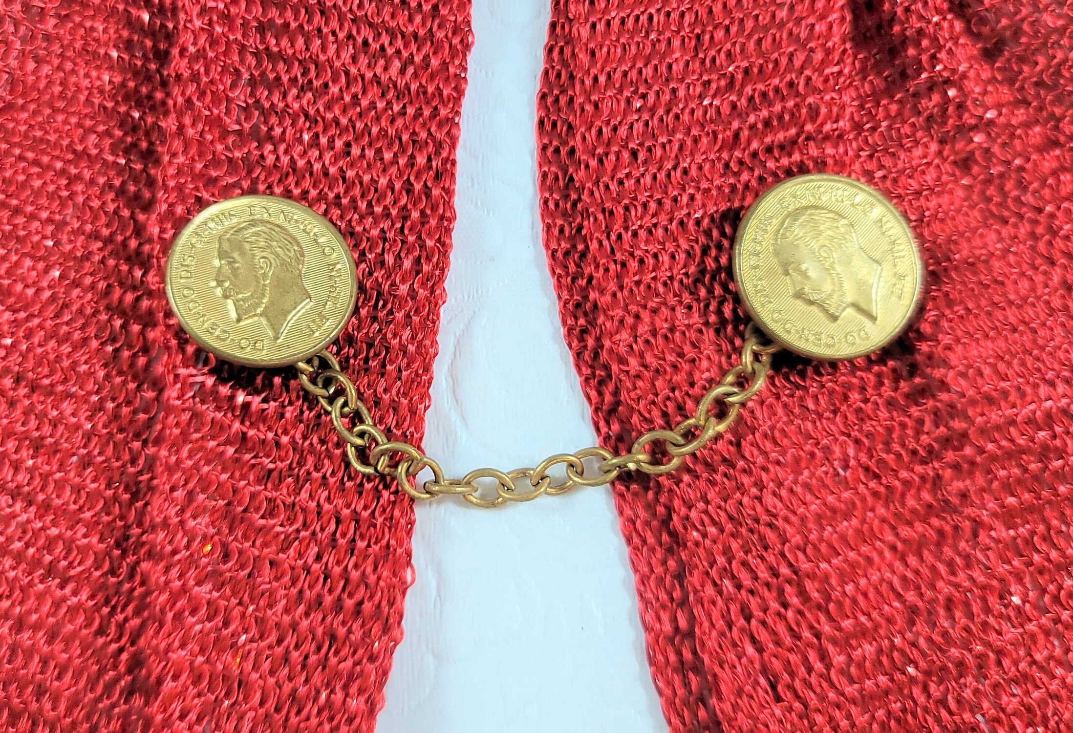 Vintage Sweater Coat Coin Button Guard Double Button Sweater Chain Retro Fashion #8099