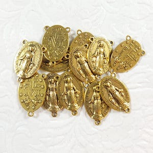 Rosary Centerpiece LOT 12 Miraculous Medal Rosary Centerpiece Lot of 12 Goldtone Medals