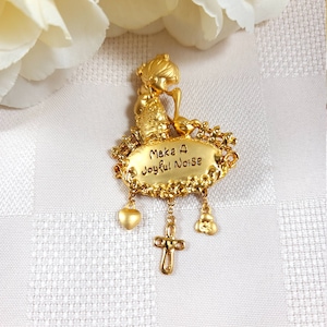 Vintage Precious Moments Make A Joyful Noise Pin Girl Goose Pin Precious Moments Jewelry