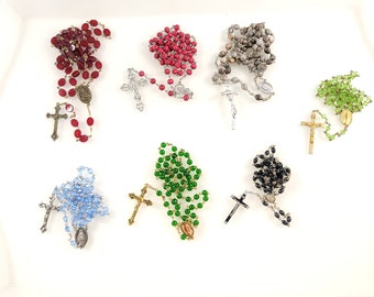 Vintage Catholic Plastic/Glass/Wood/Plastic Rosary Lot of 7 / Assorted Rosary Religious Lot #9434