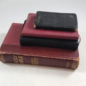Distressed Prayer Books Bible / Lot of 4 Vintage Religious Books / Damaged Books / Religious Book Decor