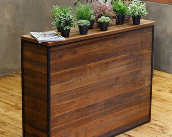 Old Wood Bar Counter Reception Desk