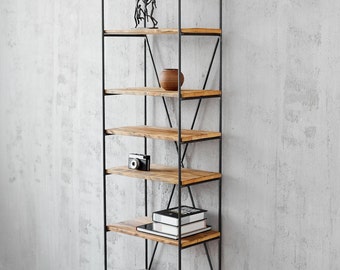 Reclaimed Wood and Metal Shelving Unit