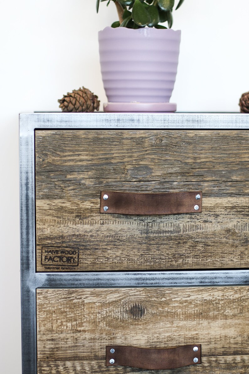 Industrial Reclaimed Wood Chest of Drawers Etsy UK