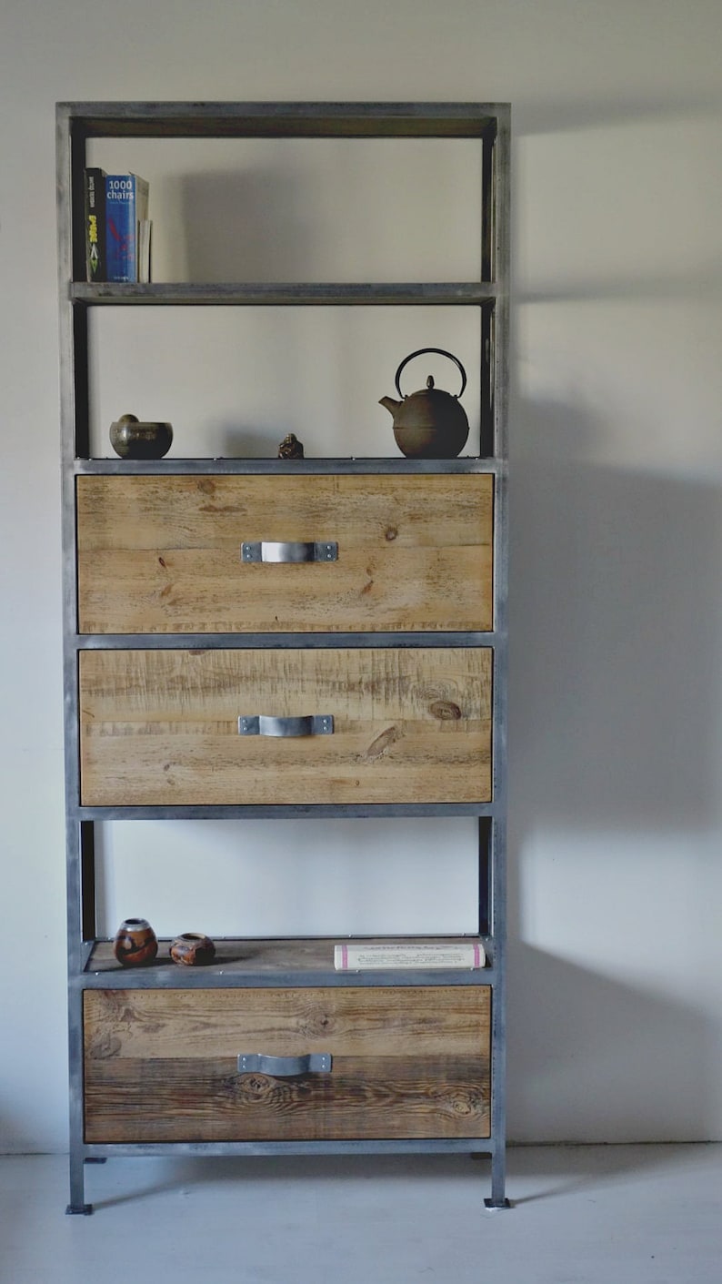 Industrial Shelving Unit Chest of Drawers Rustic Reclaimed Etsy