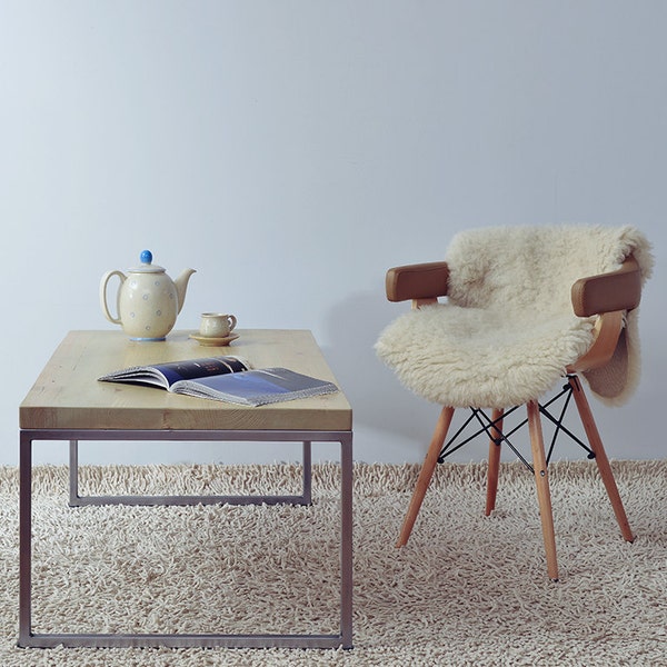 Coffee Table, Industrial Table, Wooden Table on Metal U-Legs, Rustic And Industrial Wood Furniture