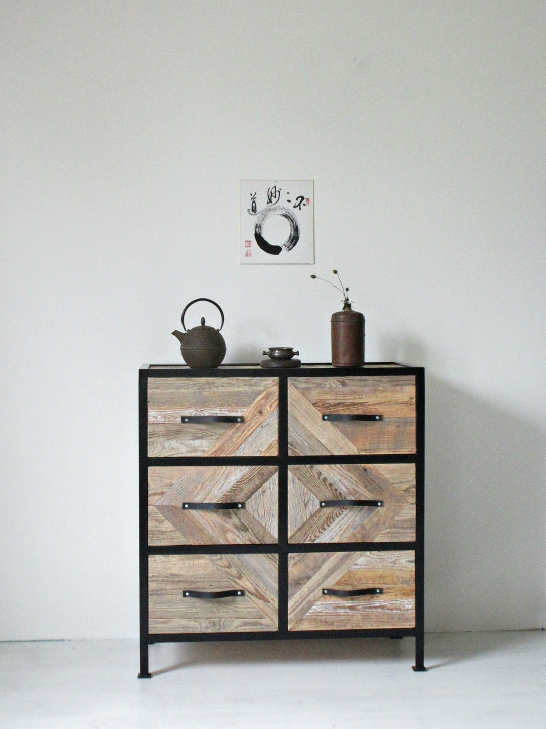 Reclaimed Old Wood Chest of Drawers With Mosaic Etsy