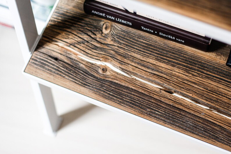 Shelving Unit Bookcase Stand Ladder Wood and Metal Etsy