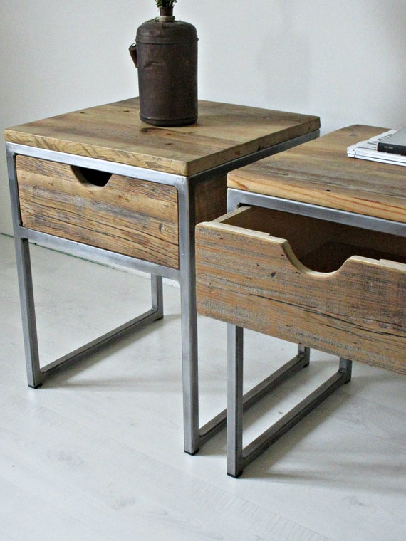 Enjoy free shipping on most stuff, even big stuff. industrial bedside table wood and steel nightstand rustic reclaimed barn wood rustic and industrial reclaimed barn wood furniture