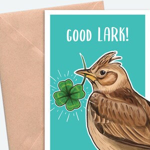 Bonne alouette ! - Cartes de voeux pour ornithologues amateurs, carte porte-bonheur, alouette des champs, nature, faune, culture ornithologique, recyclée, respectueuse de l'environnement, vierge à l'intérieur
