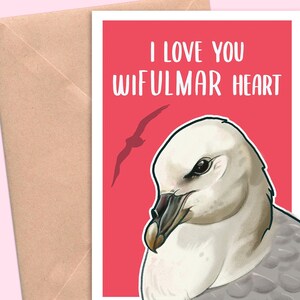 Ti amo wiFULMAR heart - Biglietto di San Valentino per birdwatcher, amore, partner, anniversario, fauna selvatica, birdwatching, riciclato, ecologico, vuoto all'interno