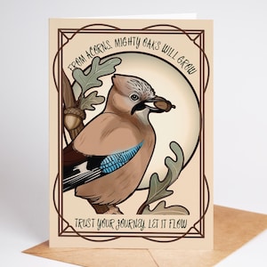 Carte de geai eurasien de Mighty Oaks | de voeux message positif | Blank Inside - Folklore britannique, Faune sauvage, Oiseaux