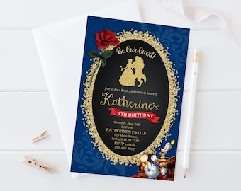 Beauty and the Beast Invitation, Belle, Digital - Add on Prints