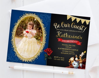 Beauty and the Beast Invitation, Belle, Digital - Add on Prints