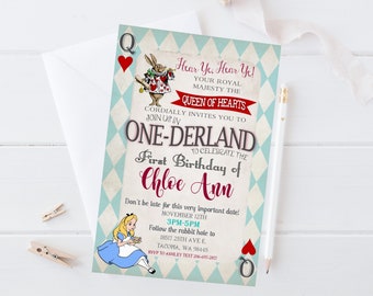Alice in Wonderland Invitation, Alice in Onederland
