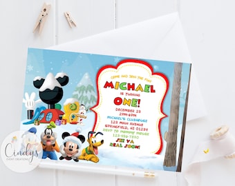 Mickey Mouse Christmas Birthday Invitation