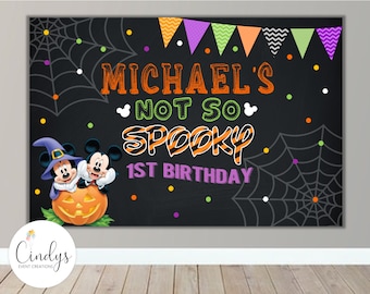 DIGITAL Mickey Mouse Halloween Backdrop Birthday, Mickey Mouse Banner