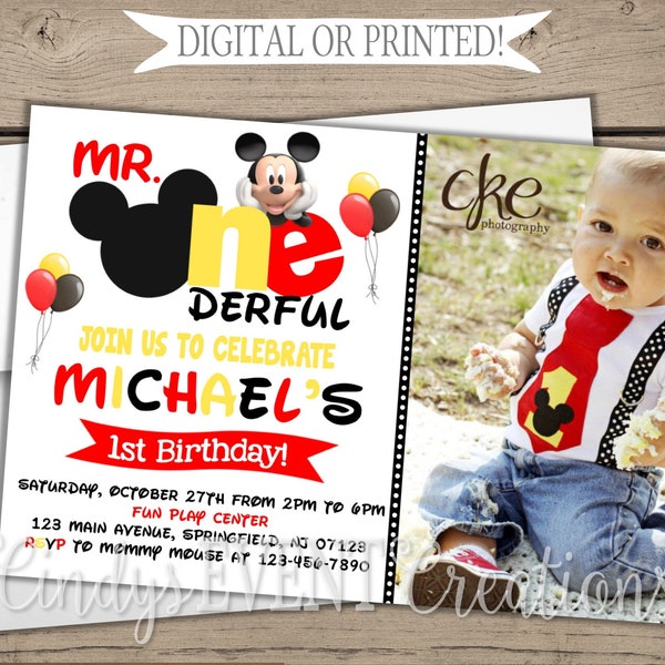 Mickey Mouse First Birthday Invitation - Etsy